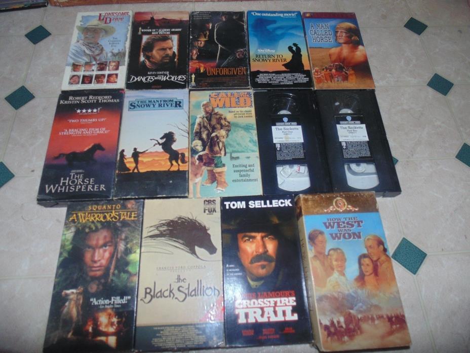 WESTERN VHS MOVIE LOT Clint Eastwood Tom Selleck Kevin Costner Robert Duvall