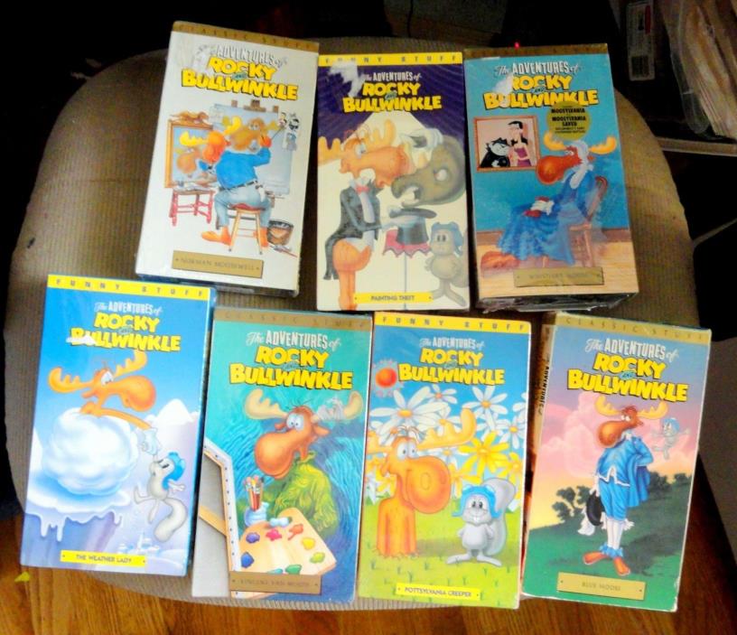 7 Adventure of Rocky Bullwinkle VHS tapes 6 not opened