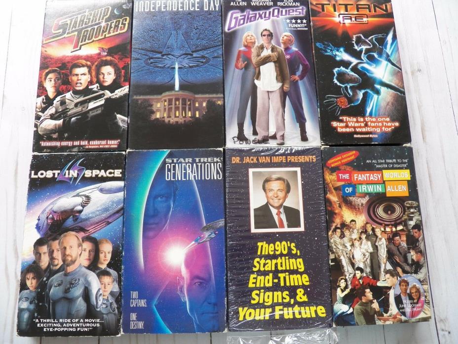 Lot of 8 SCI-FI Movies on VHS Tape ~ Starship Troopers Star Trek Lost in Space