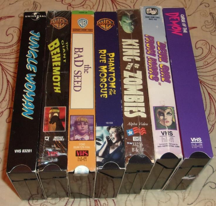 7 classic horror vhs lot devil girl curse demon zombies bad seed jungle woman