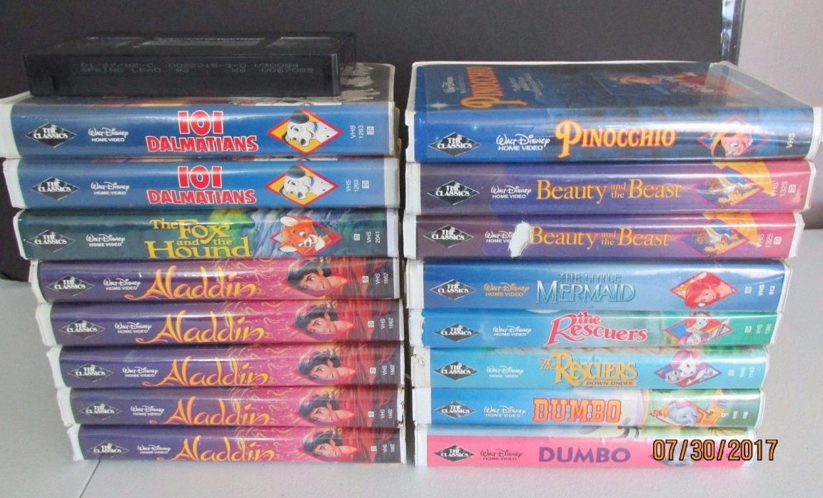 LOT OF 17 DISNEY BLACK DIAMOND VHS VIDEOS MOVIES THE CLASSICS + 1 DEMO TAPE