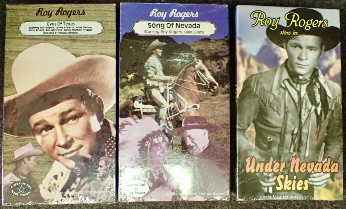 3 vintage VHS movie tapes ROY ROGERS Westerns, still sealed