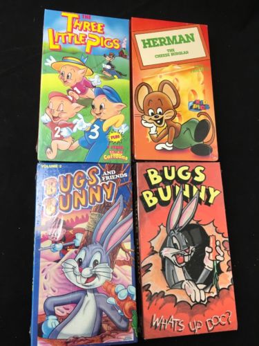 Lot of 4 Children's VHS Vintage 1986-90 Sealed Three Little Pigs, Bugs bunny