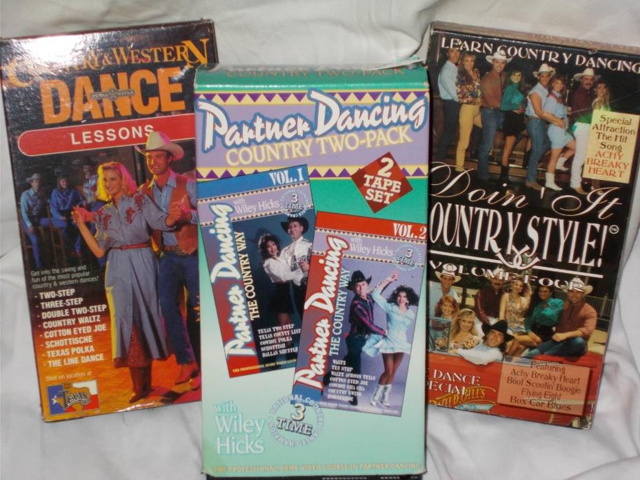 Country Line Dancing Partner Dancing Country & Western Dance Lessons Vhs Lot