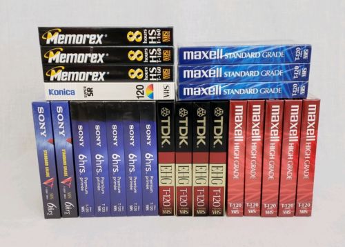 New Blank VHS Video Tapes Sony Maxell TDK T-120 Memorex T-160 Sealed Mix Lot