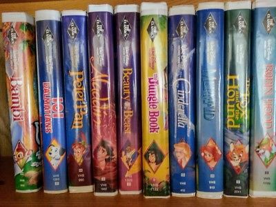 LOT 10 black diamond vintage Disney movies VHS tapes - cinderella mermaid bambi