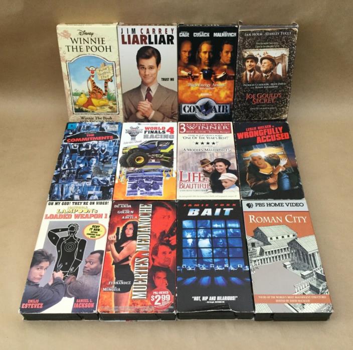 Lot Of 12 Vintage Mixed Genres Movies VHS Tape Movie Lot