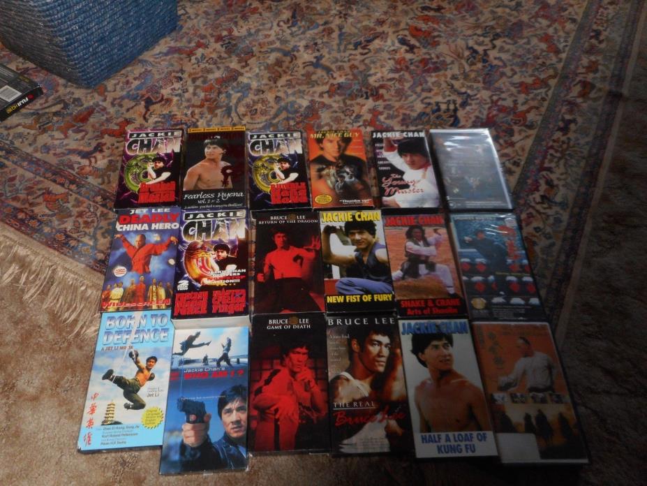 Vintage Large Lot of VHS Martial Art Movies Bruce Lee, Jackie Chan & Jet Lee