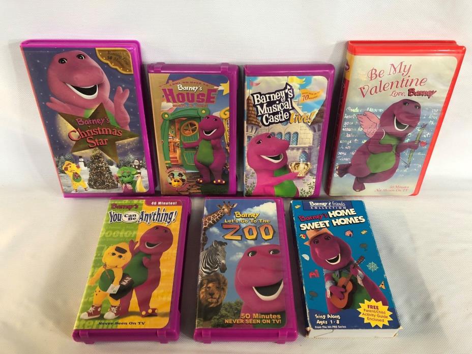 Lot of 7 Barney & Friends VHS Tapes Rare OOP Purple Dinosaur Sing Along GUC