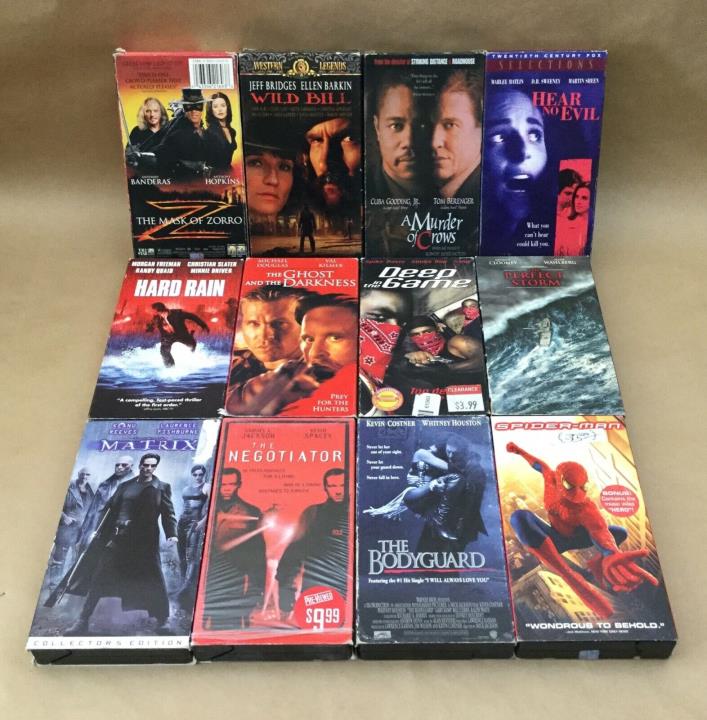 Lot Of 12 Vintage Action / Adventure Movies VHS Tape Movie Lot