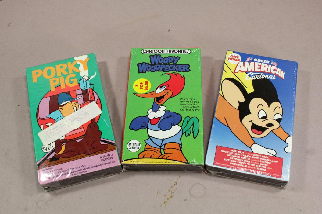 Lot of 3 VHS Movie Tapes Classic Childrens Cartoons Sealed