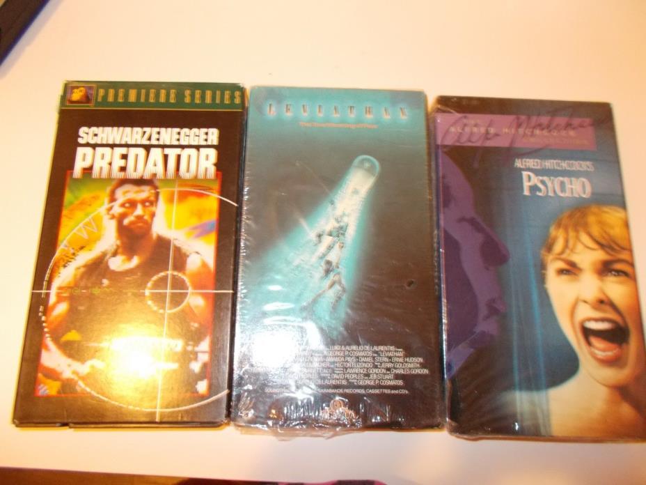 Predator,Leviathan,Original Psycho, VHS Tapes