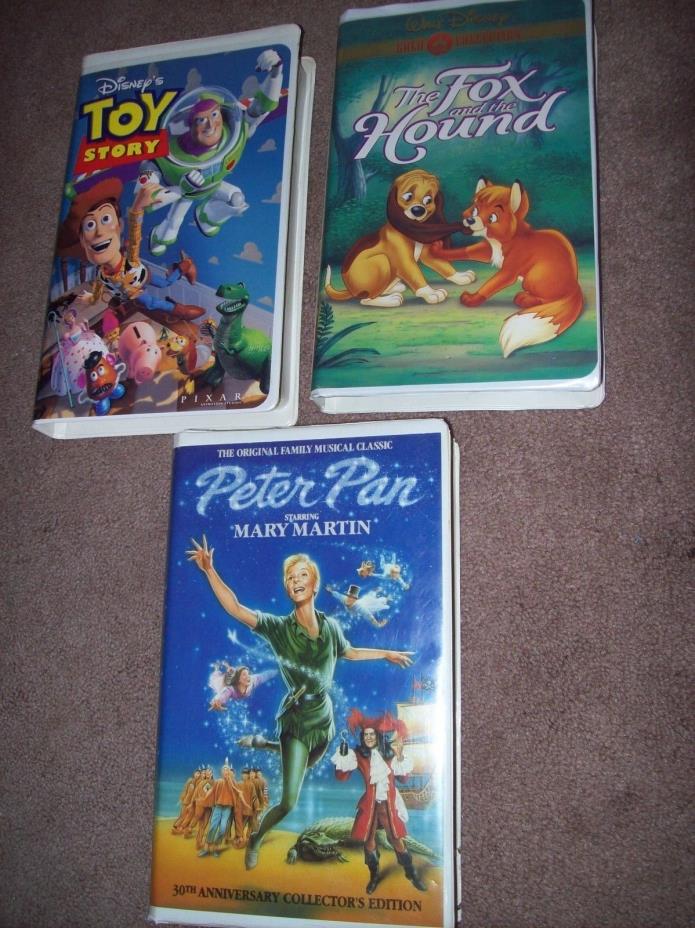 VHS VCR Lot of Movies Disney, Toy Story, Peter Pan, Fox and the Hound