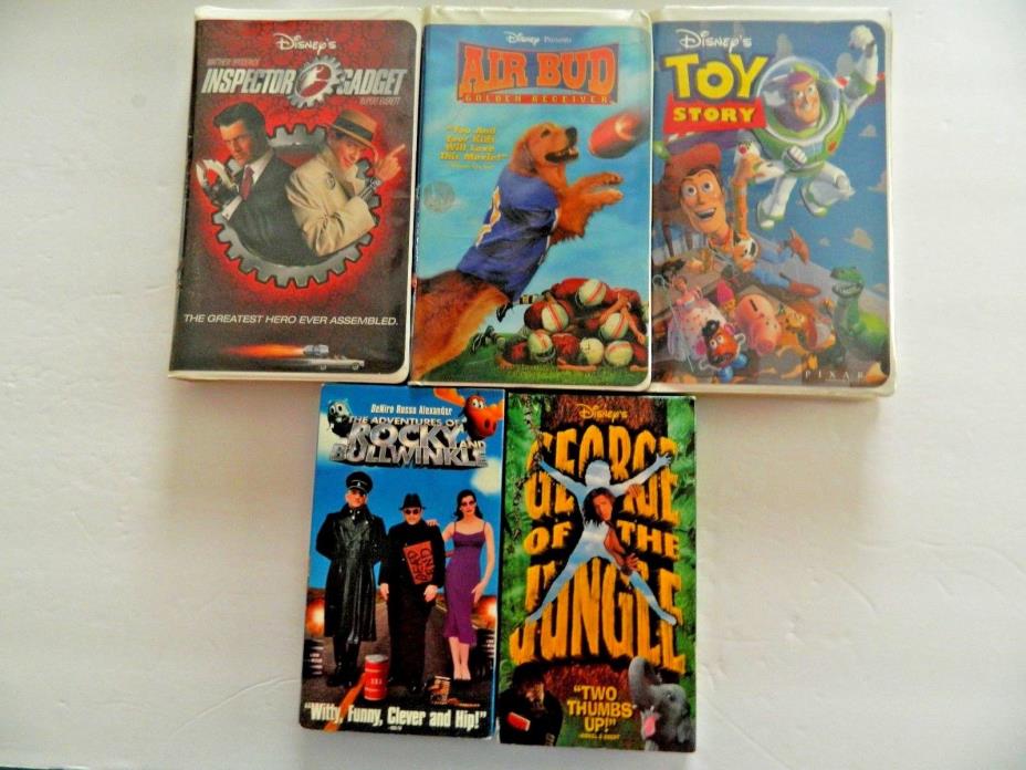 Lot of 5 VHS Family/kid MOVIES - TOY STORY, AIR BUD, GEORGE of the JUNGLE & more