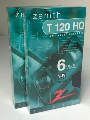 2 BRAND NEW Zenith HQ High Quality T-120 Blank VHS VCR Video Tapes Lot 6 Hour