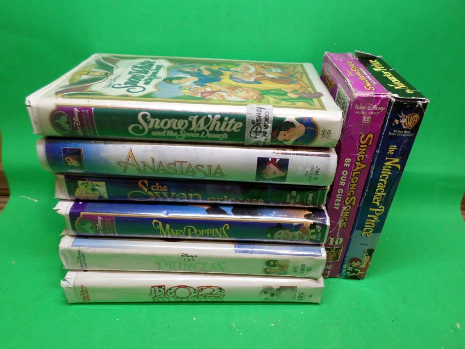 VHS Lot of 9 Snow White, Anastasia, The Swan Princess, Mary Popins, The Princess