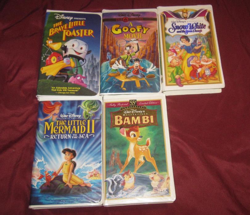 LOT OF 5 ~ Walt Disney Home Video ~ Clamshell VHS Tapes