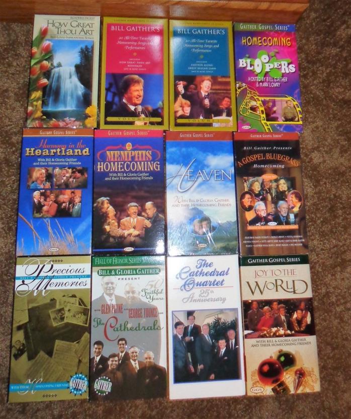 MIXED-LOT 12 VHS TAPES GAITHER MARK LOWRY BLOOPERS CATHEDRAL QUARTET HEARTLAND