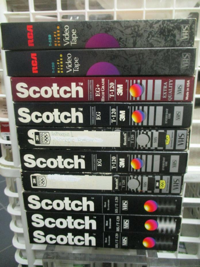 LOT OF 10 High End Scotch & RCA T-120 VHS TAPES SOLD AS BLANKS used once