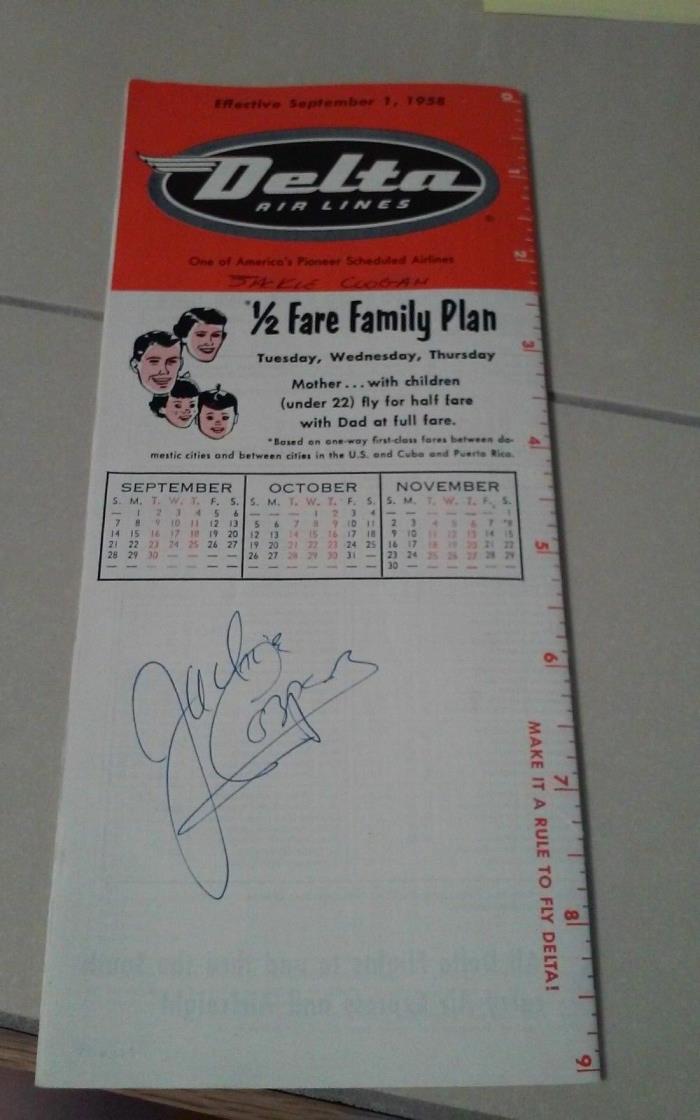 JACKIE COOPER AUTOGRAPHED SIGNED DELTA AIRLINES BOOKLET FROM 1958