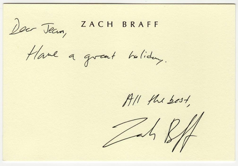 Zach Braff signed autographed greeting card! RARE! Guaranteed Authentic!