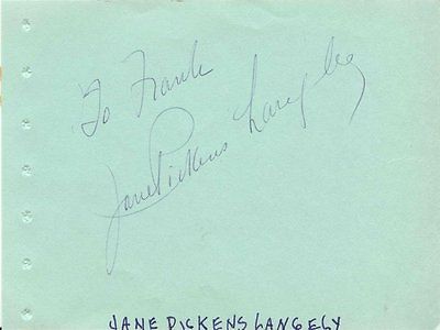 Jane Pickens Langley Signed Vintage Album Page