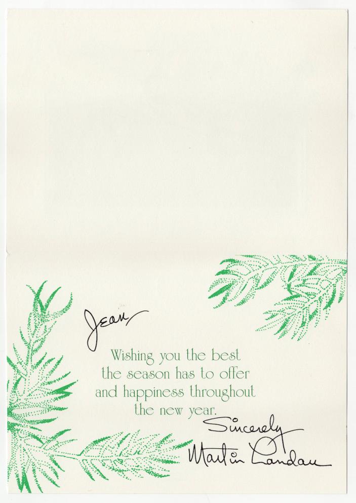 Martin Landau signed autographed greeting card! RARE! Guaranteed Authentic!