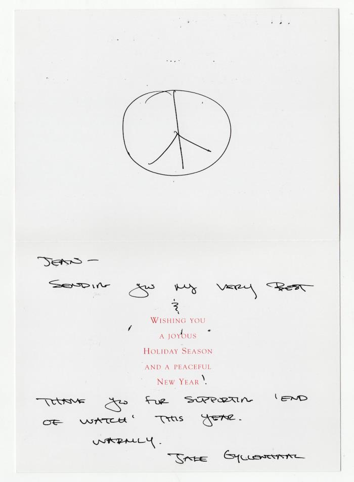 Jake Gyllenhaal signed autographed greeting card! RARE! Beckett BAS COA!