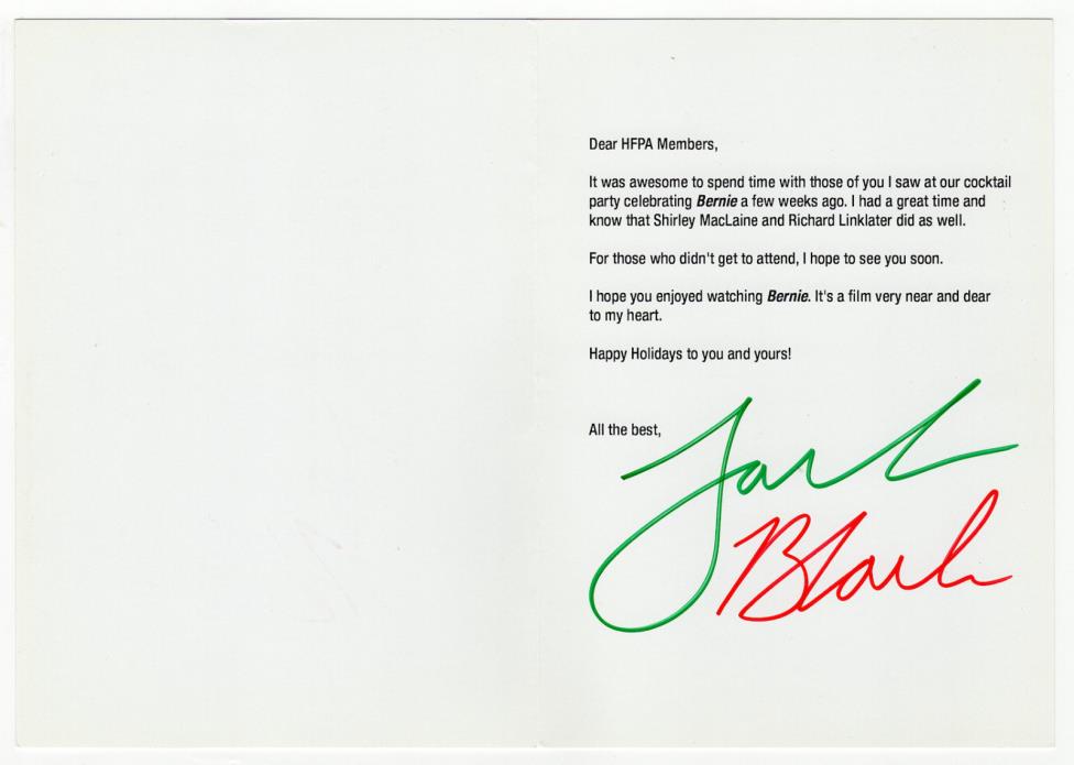 Jack Black signed autographed greeting card! RARE! Guaranteed Authentic!