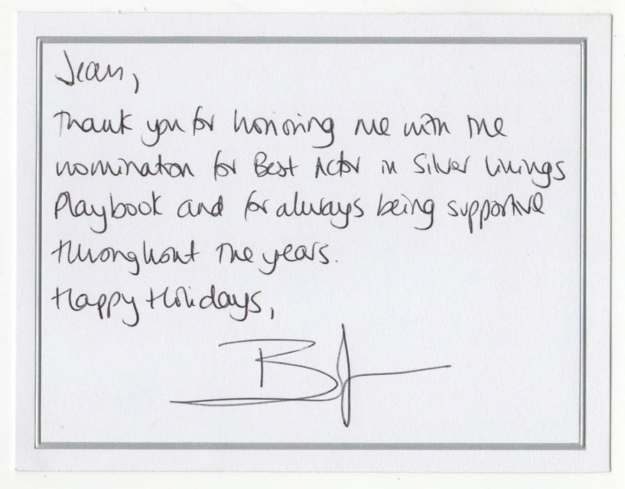 Bradley Cooper signed autographed greeting card! RARE! Beckett BAS COA!