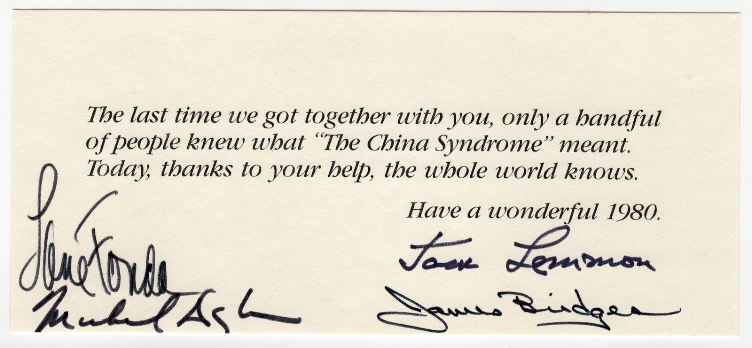 Michael Douglas Jane Fonda ++ signed autographed greeting card! RARE! Authentic!