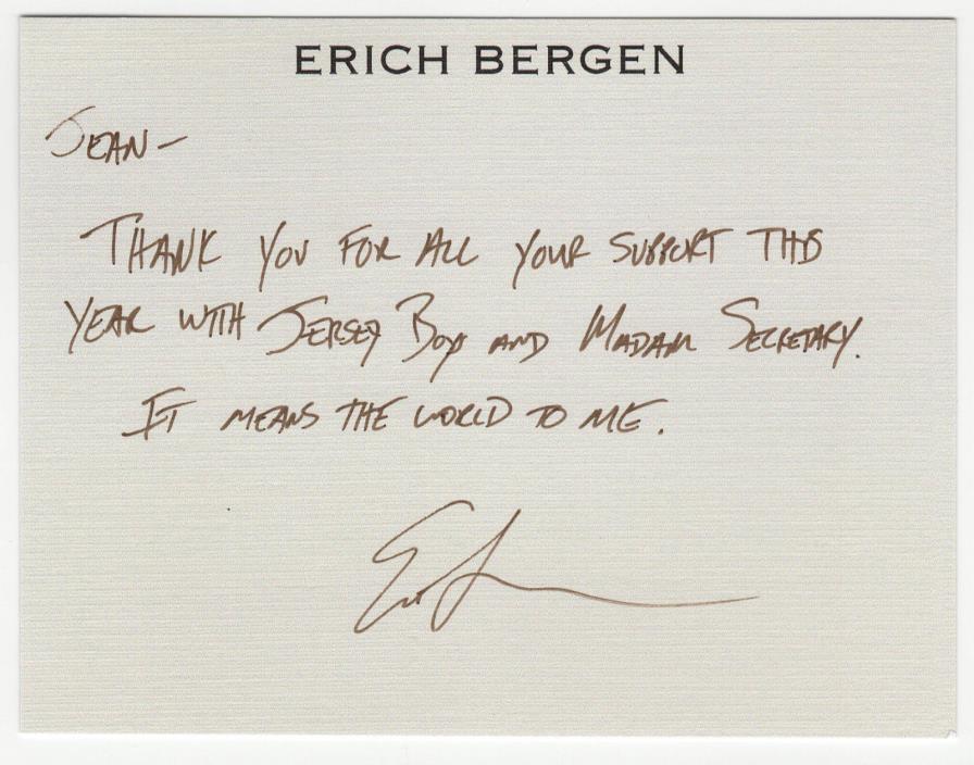 Eric Bergen signed autographed greeting card! RARE! Guaranteed Authentic!