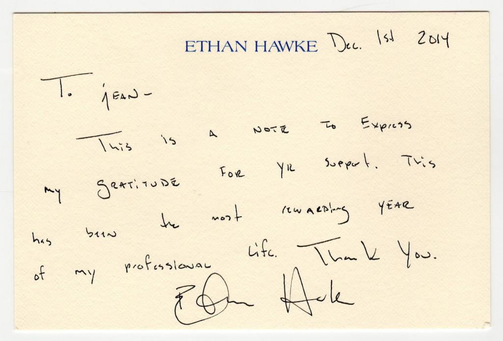 Ethan Hawke signed autographed greeting card! RARE! Beckett BAS COA!