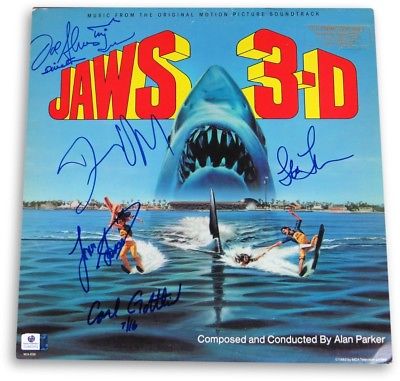 Jaws 3D Cast Autographed Album Quaid/Gossett Jr/Thompson/Alves/+ JSA U07951