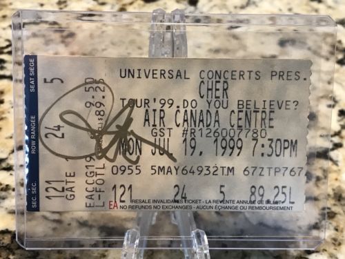 CHER MUSIC LEGEND SIGNED AUTOGRAPHED 1999 CONCERT TICKET RARE JSA Auto Wow