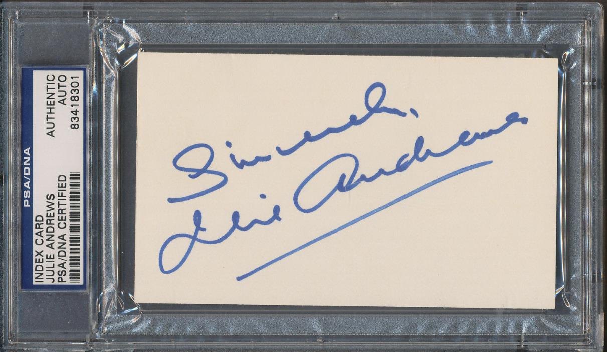 Julie Andrews Signed Index Card PSA/DNA Certified Authentic Auto Autograph