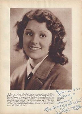ROTH LILLIAN ROTH signed 7.2X10 book wt photo GOLDENAGE ESSENTIALS