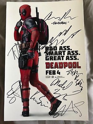 Authentic DeadPool Full Cast Hand Signed 8X12 Poster Photo COA