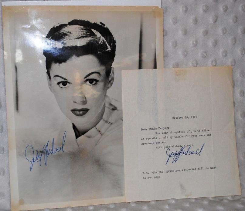 JUDY GARLAND  AUTOGRAPH RARE Hand Signed Photo & Letter Excellent
