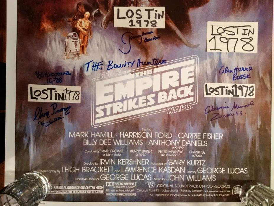 STAR WARS Empire Stikes Back Cast Signed Autograph Poster Bounty Hunters Kastel