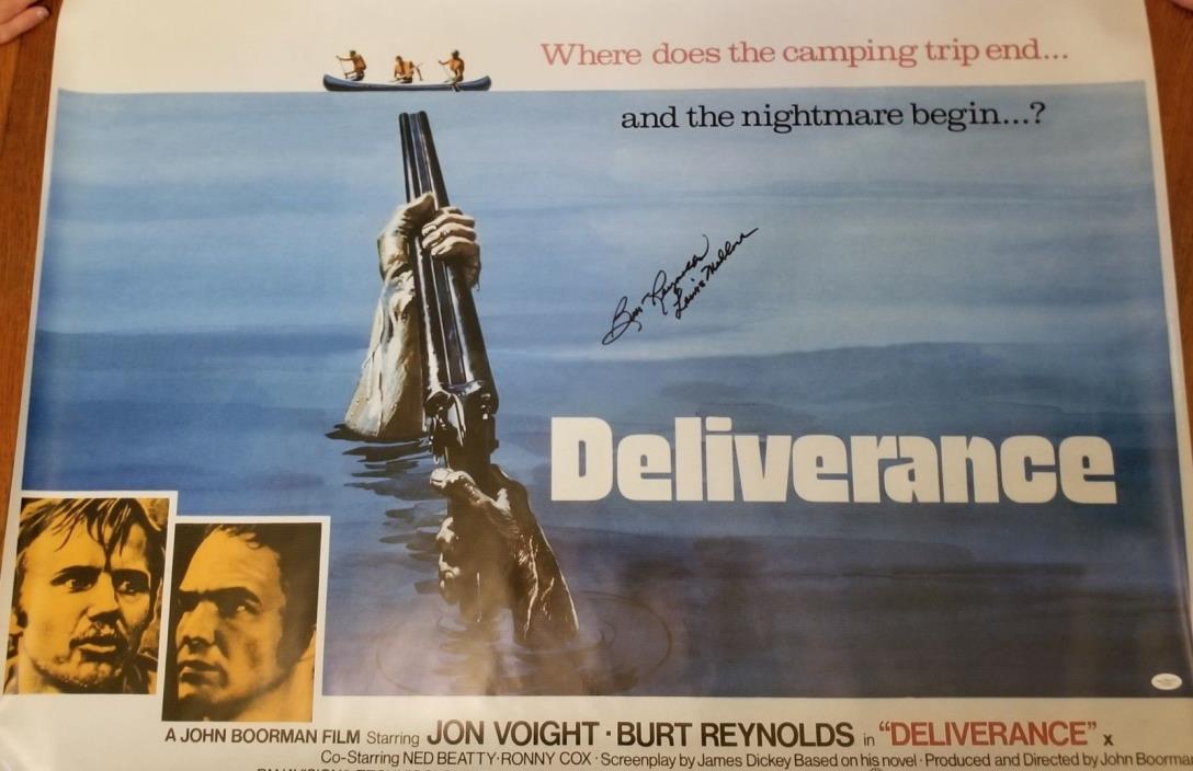 Burt Reynolds (d.) Lewis Medlock Signed 30x40 DELIVERANCE Movie Poster - JSA COA