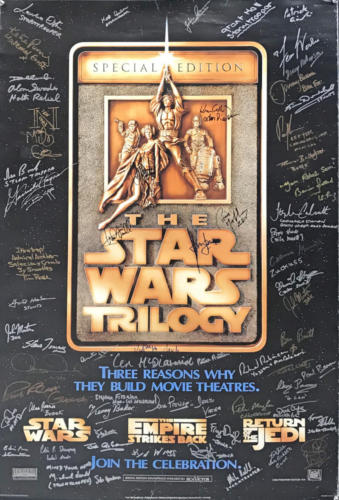 Star Wars Cast Signed Autographed Trilogy Poster Ford Fisher Hamill Beckett BAS