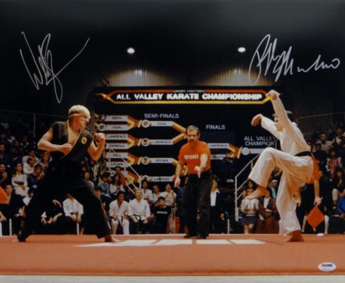 William Zabka Ralph Macchio Autographed 16x20 Karate Kid Photo- PSA/DNA Auth