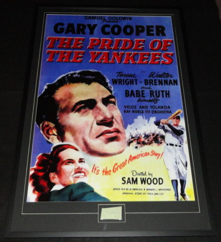 Gary Cooper Signed Framed 30x45 Poster Photo Display JSA Pride of the Yankees