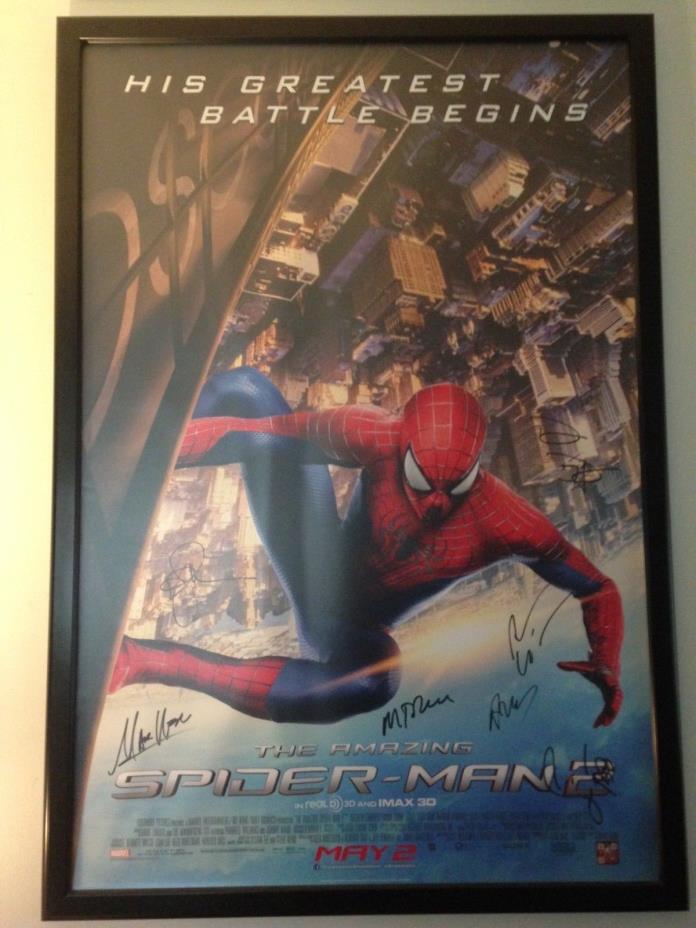 THE AMAZING SPIDER-MAN 2 40x27 SIGNED MOVIE POSTER Andrew Garfield Foxx Stone