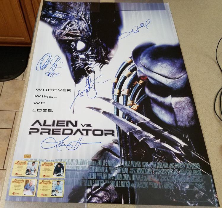 Aliens vs Predator AVP Cast 4x Signed 27x40 Movie Single Sided Poster CA COA