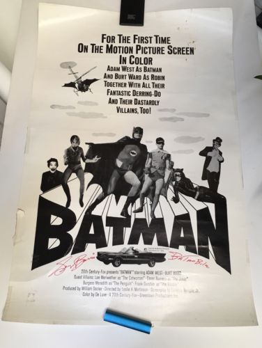 Rare! ORIGINAL 1966 BATMAN Movie Poster Signed By George Barris Batmobile