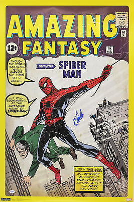Stan Lee Signed 24x36 Amazing Fantasy #15 Spider-Man Poster PSA/DNA Itp #6A23151