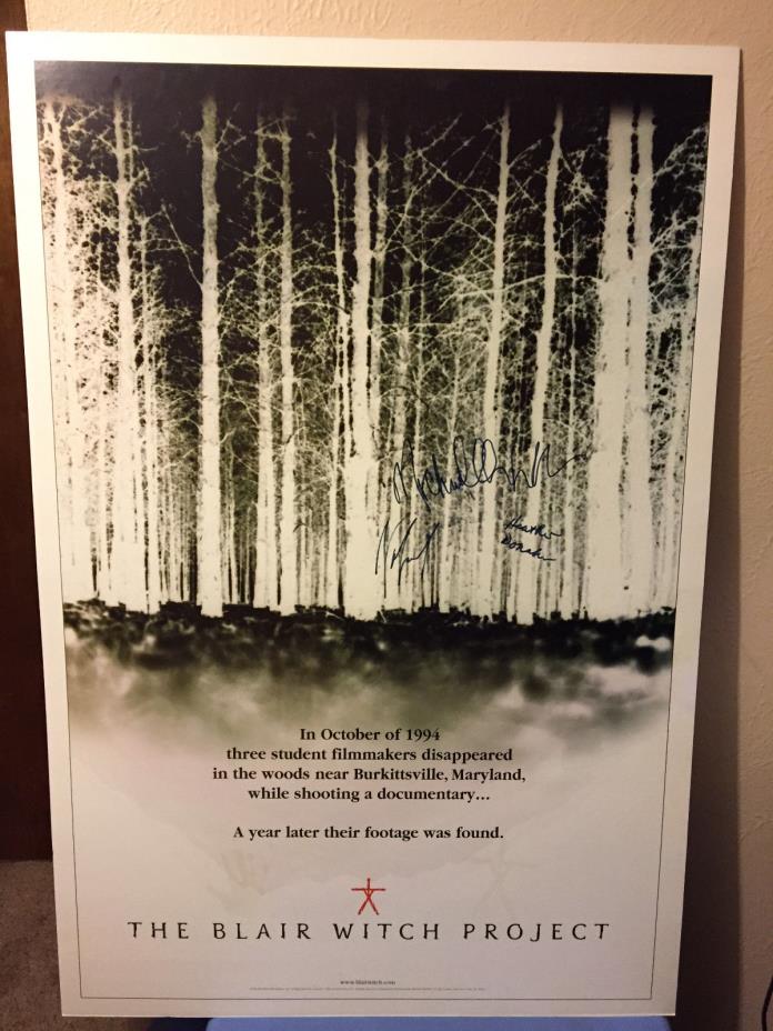 SIGNED THE BLAIR WITCH PROJECT POSTER 27 x 40 SIGNED by THREE STARS JSA LOA