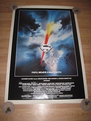 Christopher Reeve Superman The Movie Poster Signed By Gene Hackman/Margot Kidder